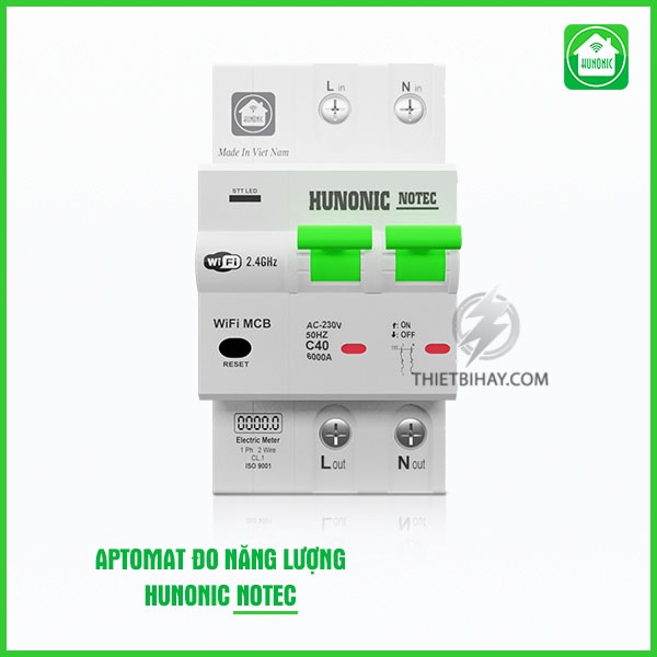 Aptomat cầu dao thông minh đo năng lượng Hunonic Notec