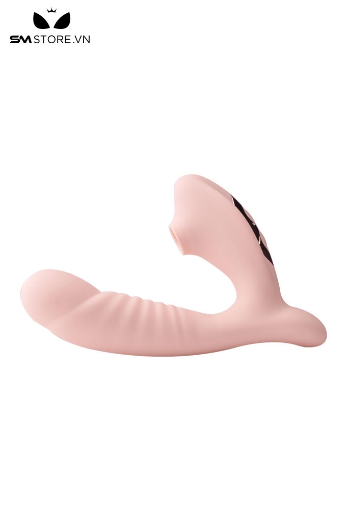 SMT1219 - Dương vật giả silicon rung hút điều khiển từ xa dài 9cm