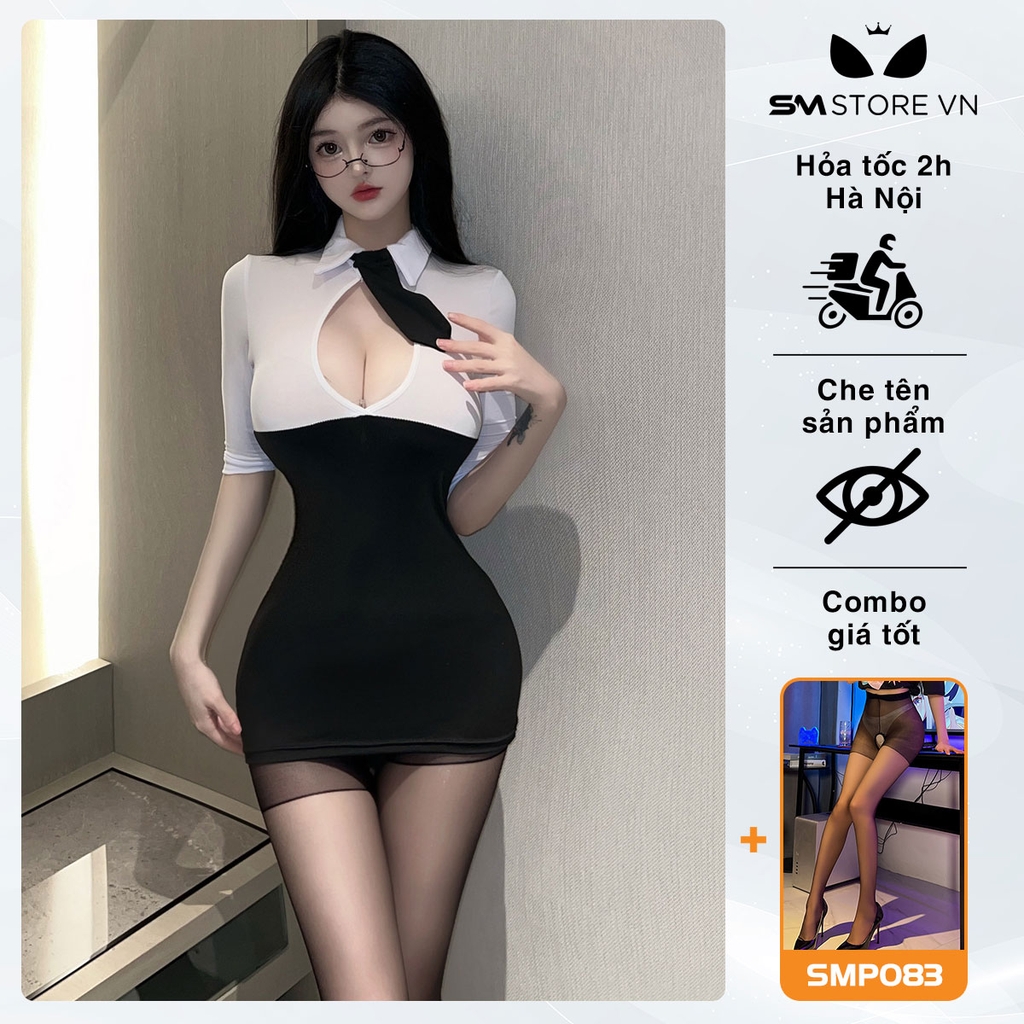 SMS682 - Váy ngủ ôm dáng thư ký cosplay siêu ngắn ôm body gợi cảm