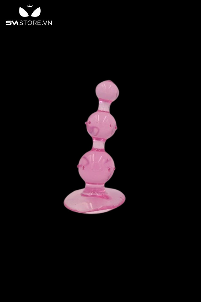 SMT998 - Butt plug hậu môn silicon dạng bi tròn 3 tầng dài 9cm