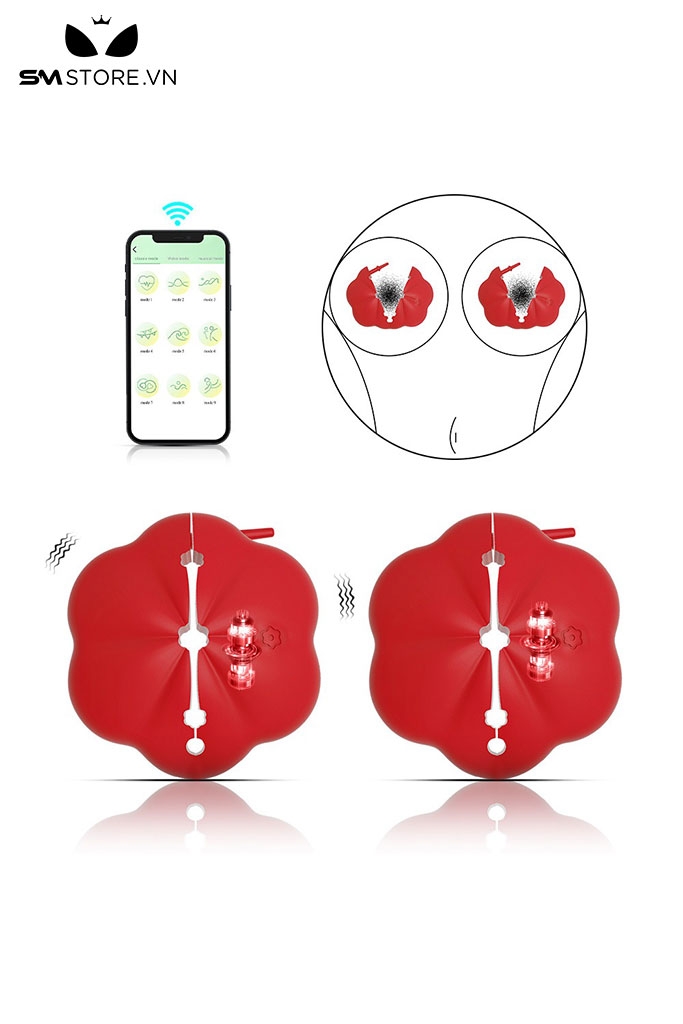 SMT1169 - Kẹp núm vú silicon điều khiển qua APP có 9 chế độ rung