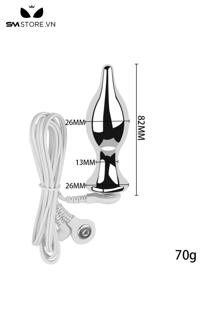 SMT4279 - Butt plug inox không gỉ với phần đầu nhọn dần dài 82mm