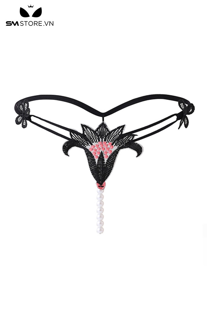 SMS851 - Quần lót lọt khe hình bông hoa nhị hồng với hoa lưới