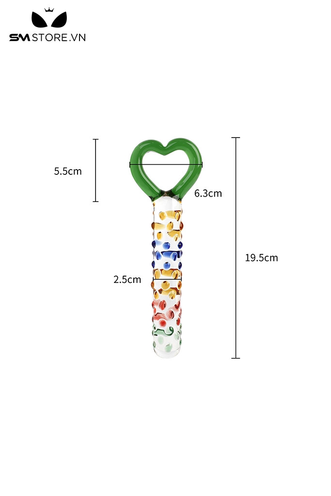 SMT831 - Dương vật giả pha lê hình trái tim màu xanh dài 195mm
