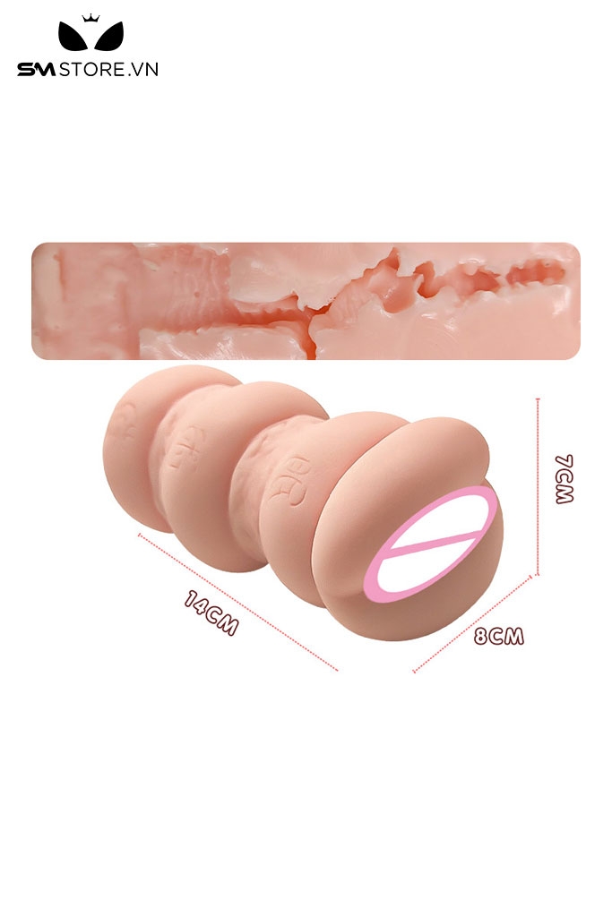 SMT2905 - Âm đạo giả cầm tay silicon dài 14cm có bi nổi trong
