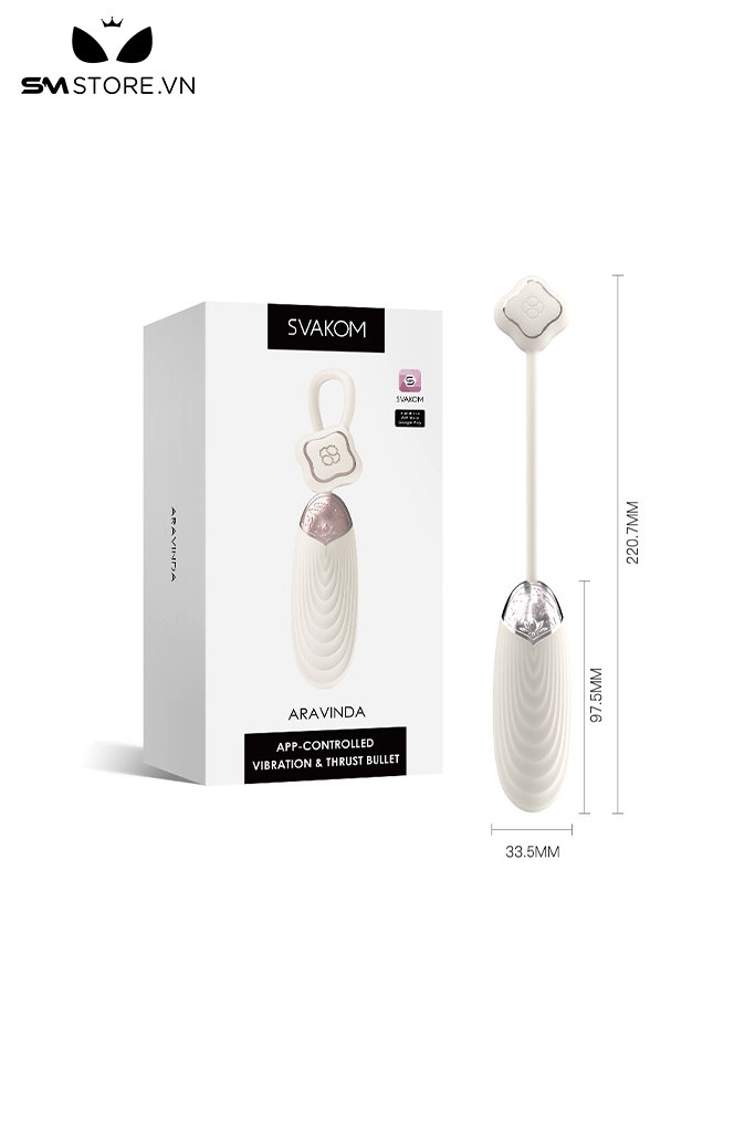 SMT638 - Trứng rung điều khiển từ xa bằng điện thoại màu trắng dài 22.7cm