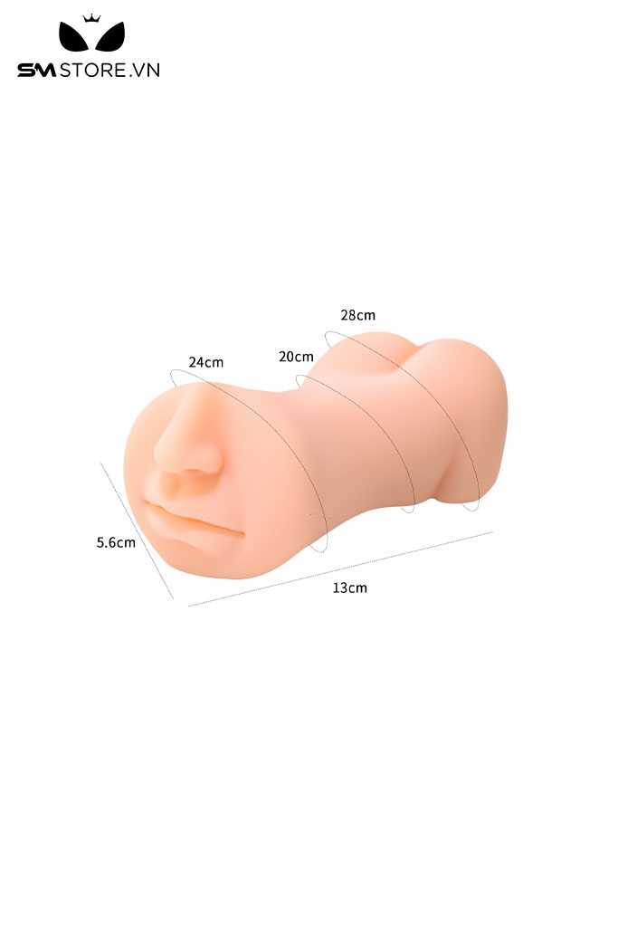 SMT1952 - Hậu môn giả 2 đầu có miệng và mông bằng silicon dài 13cm