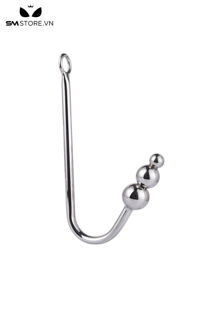 SMT449 - Anal hook  gắn 3 bi chất liệu kim loại dài 368mm màu trắng