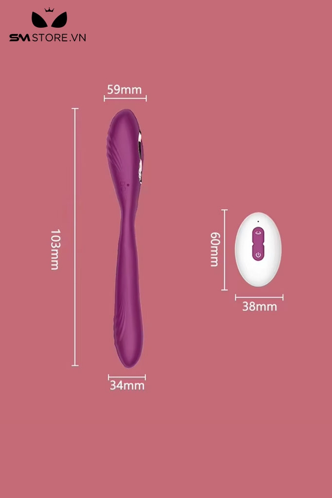SMT554 - Máy rung âm đạo silicon 2 nhánh điều khiển từ xa màu hồng