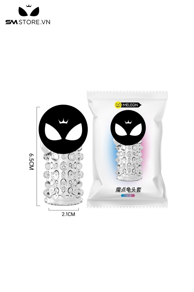 SMT1449 - Bao cao su quy đầu có bi trắng trong suốt dài 6.5cm