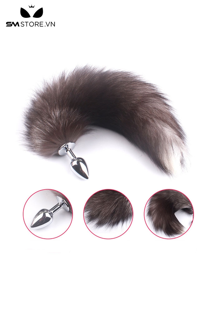SMT1014 - Phích cắm hậu môn đuôi cáo mềm mại màu xám dài 47cm