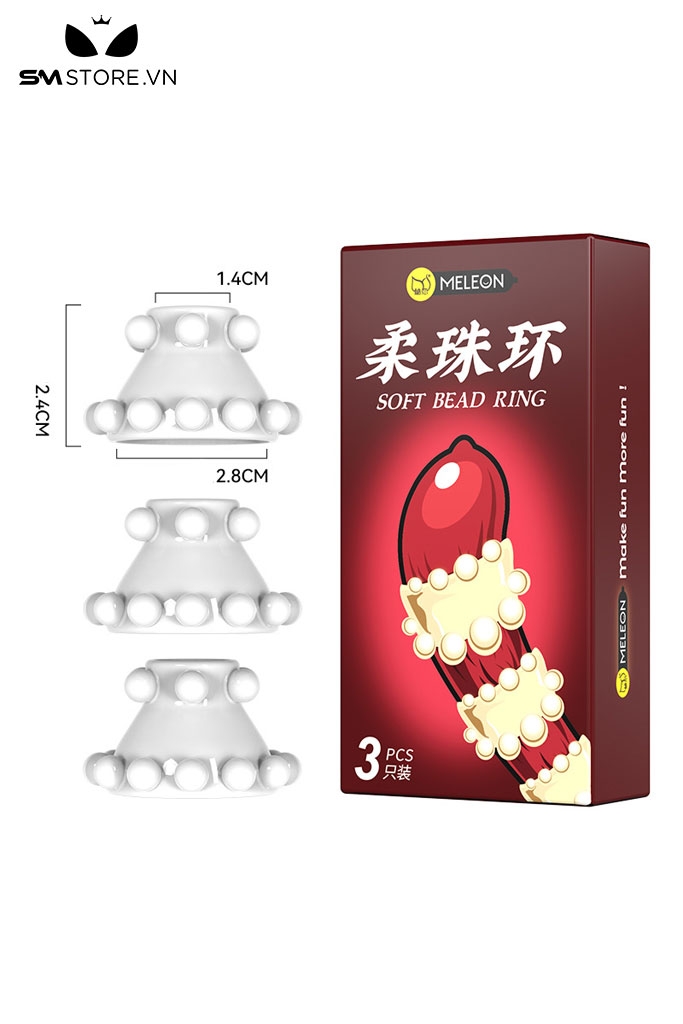 SMT080 - Combo 3 vòng đeo dương vật silicon có bi dài 2.4cm