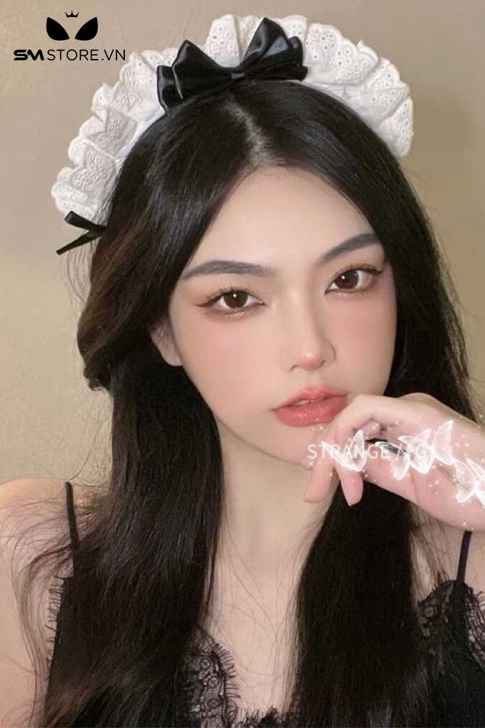 SMP137 - Băng đô cài tóc hóa trang hầu gái mix nơ ren đính nơ