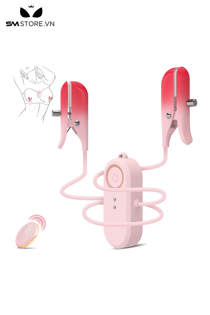 SMT1998 - Kẹp núm vú rung có dây và điều khiển mini dùng sạc điện