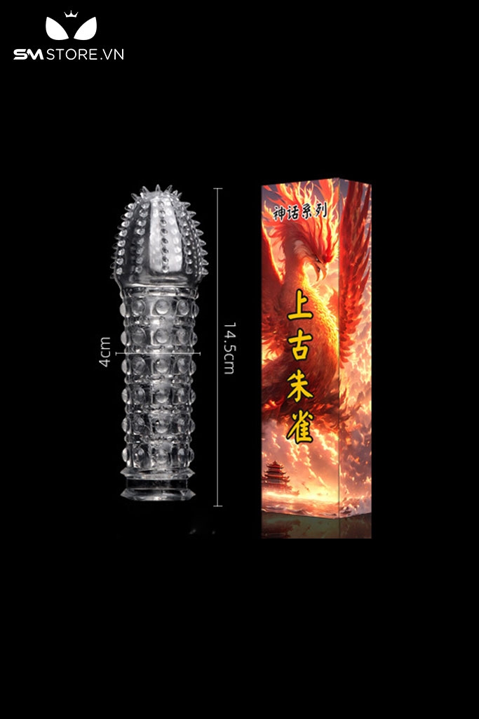 SMT1002 - Bao cao su đôn dên có bi và gai trong suốt dài 14cm