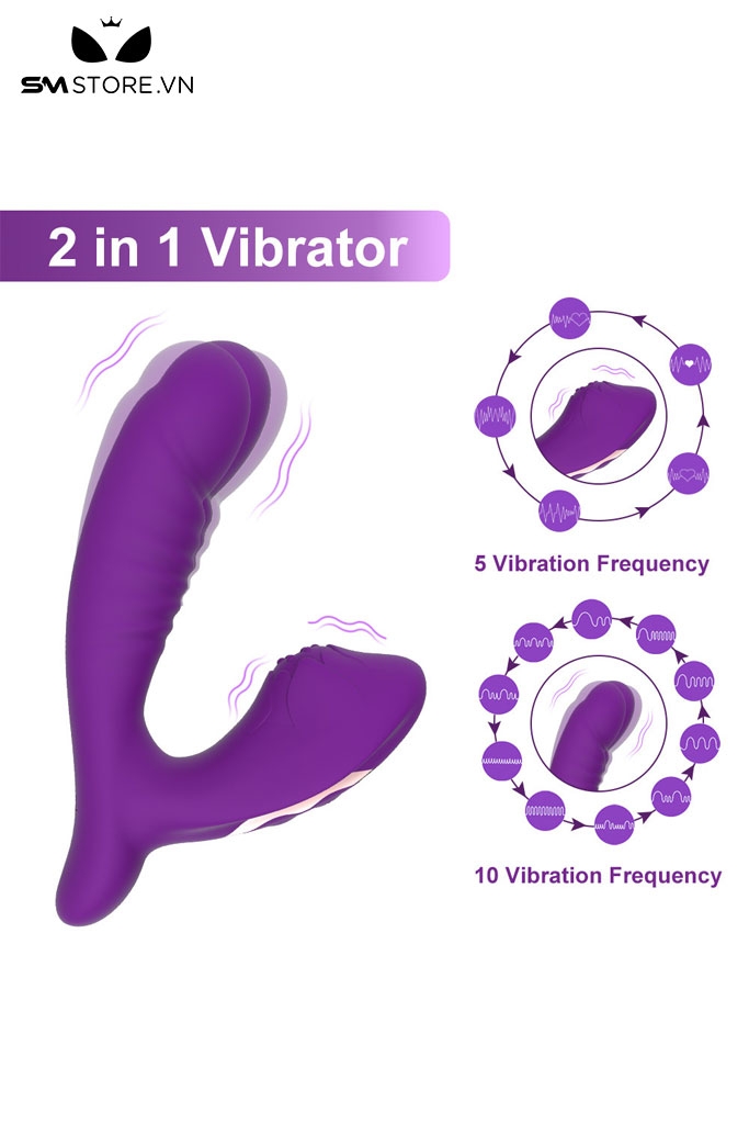 SMT2630 - Máy rung 2 đầu hình dương vật và bông hoa silicon