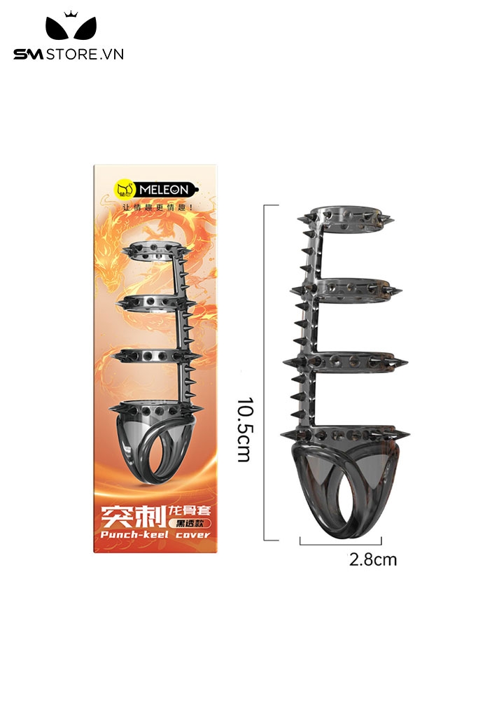 SMT079 - Bao cao su đôn dên có gai mềm dài 10cm hở giữa