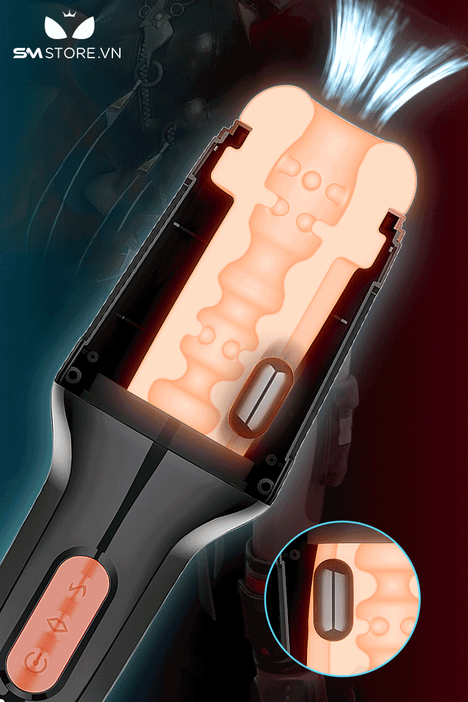 SMT539 - Máy thủ dâm silicon tự động co thắt dài 27cm màu đen