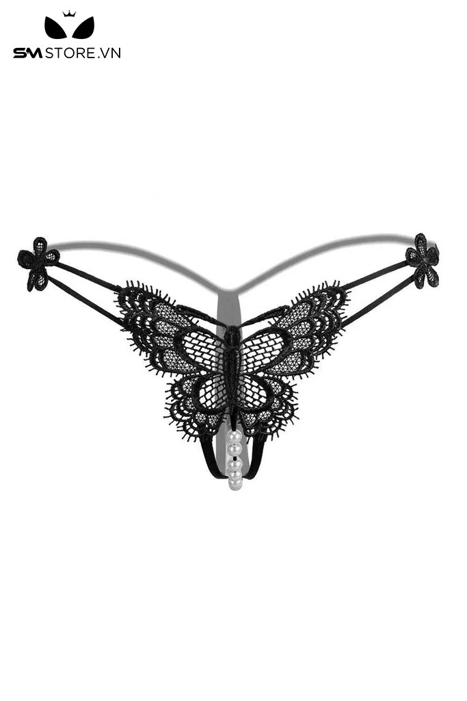 SMS853 - Quần lót lọt khe hình con bướm đính ngọc trai sexy