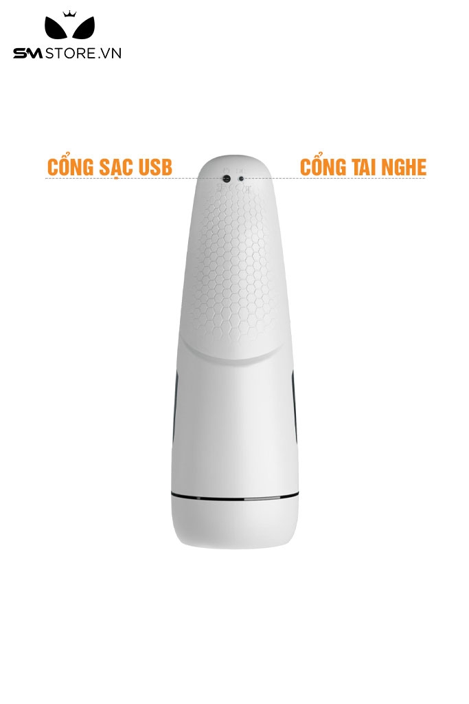 SMT299 - Cốc thủ dâm silicon với 12 chế độ dài 260mm màu trắng