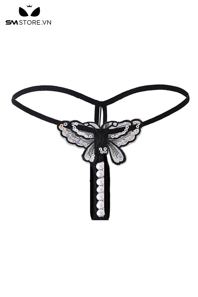 SMS852 - Quần lót đính ngọc trai hình con bướm họa tiết hoa lưới