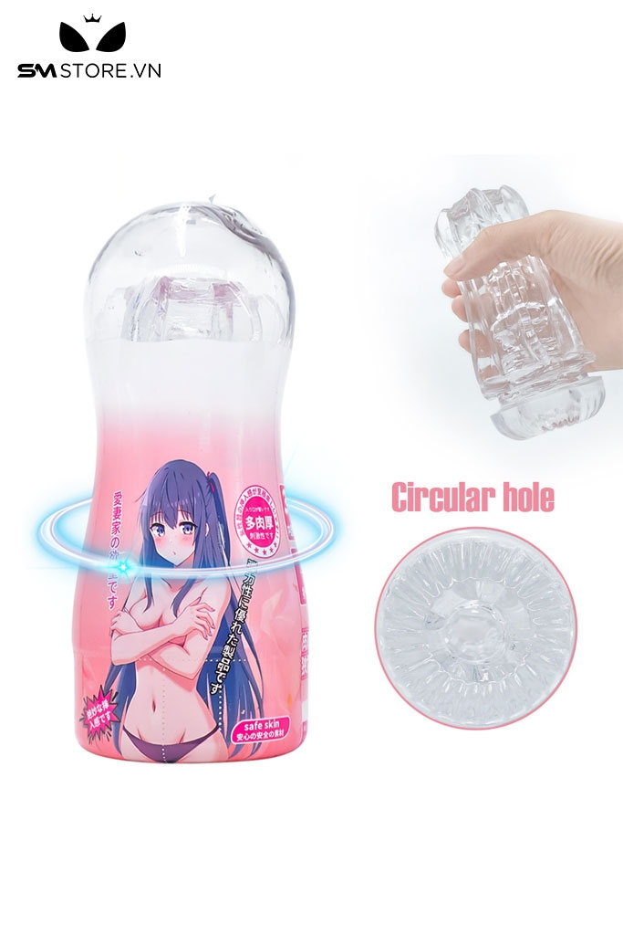 SMT1664 - Cốc thủ dâm silicon âm đạo và hậu môn trong suốt dài 17cm