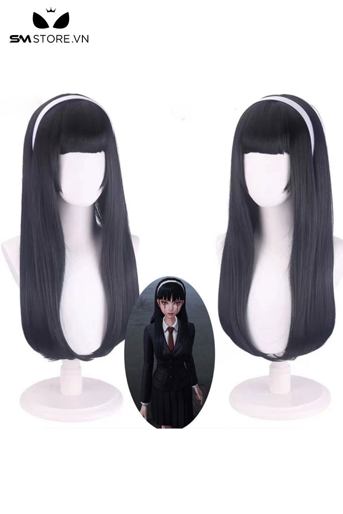 SMP152 - Tóc giả hóa trang màu đen có mái ngang dài qua ngực