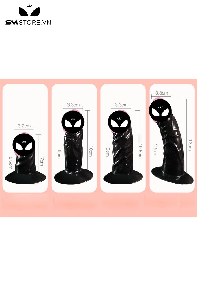 SMT3075 - Dương vật giả có gân nổi quanh và đế hít tường kèm 4 size