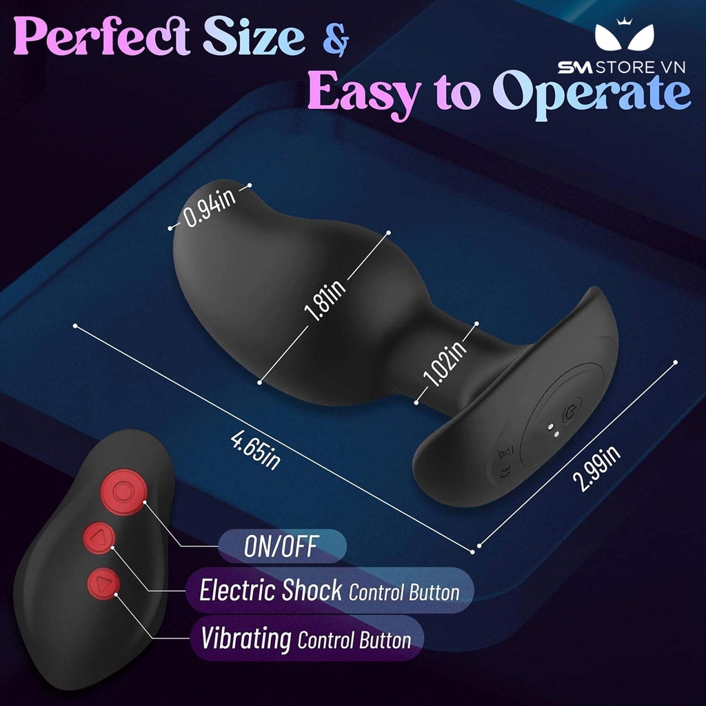 SMT2913 - Máy rung hậu môn kèm chế độ số điện điều khiển từ xa