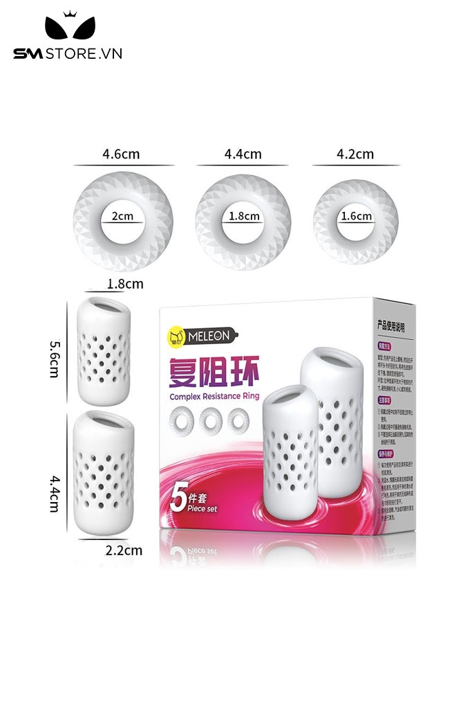 SMT1446 - Combo 5 vòng đeo dương vật bằng silicon màu trắng