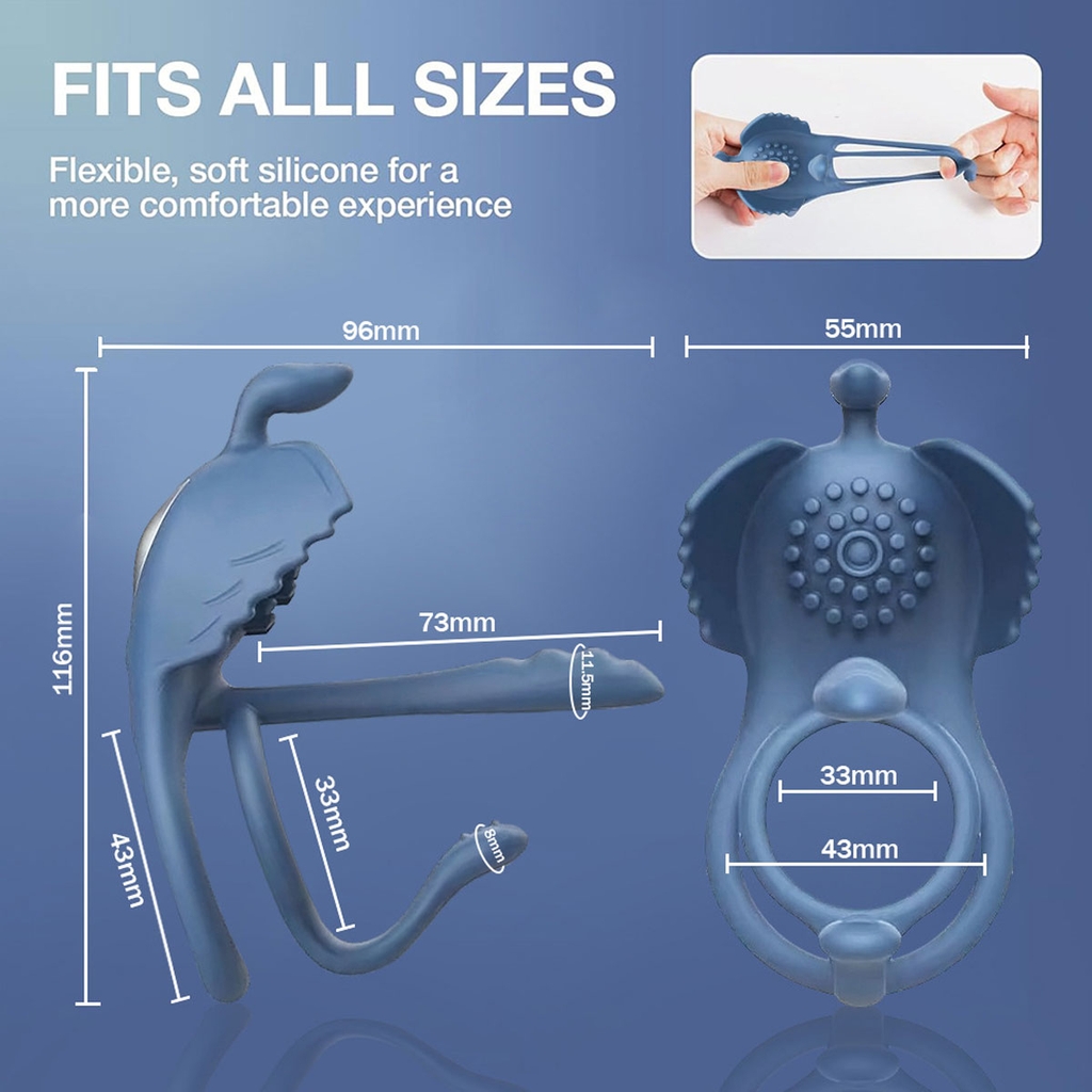 SMT1468 - Vòng rung dương vật silicon đường kính 30mm màu xanh