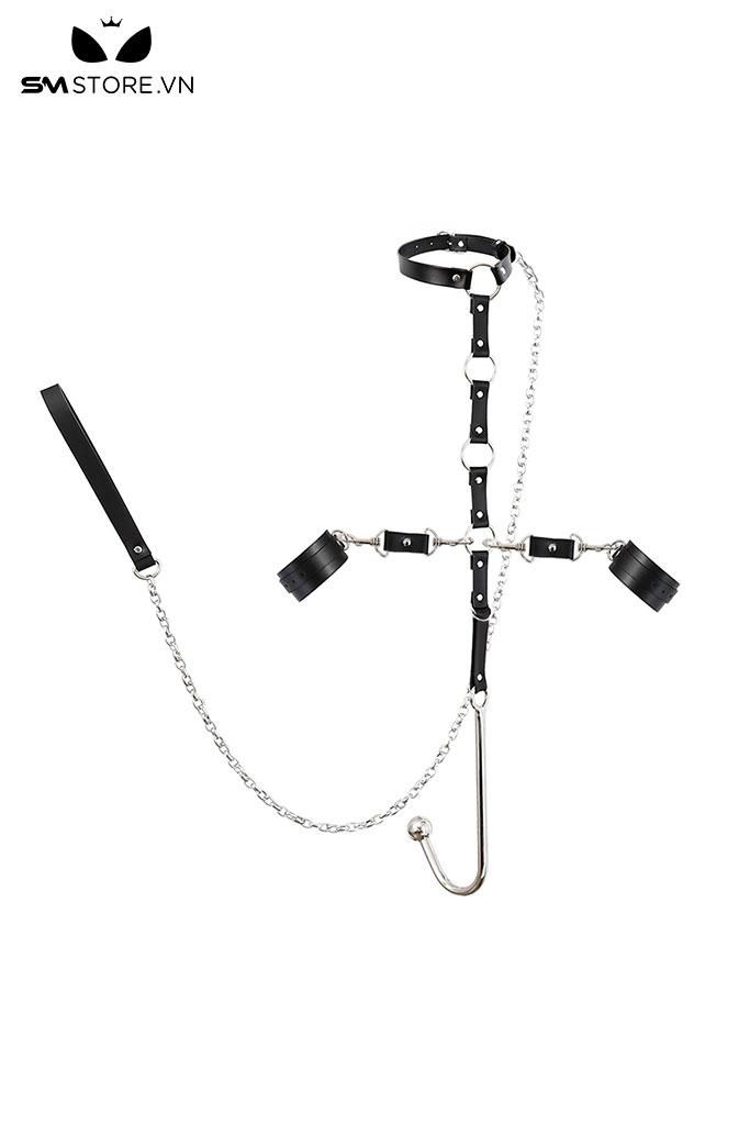 SMT1195 - Combo đồ chơi BDSM màu đen 6 món trói tay kèm vòng cổ