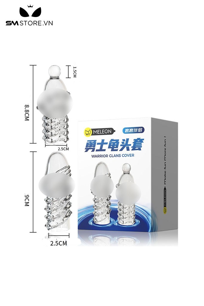 SMT1447 - Bao cao su trắng trong suốt xoắn ốc có bi dài 8 và 9cm