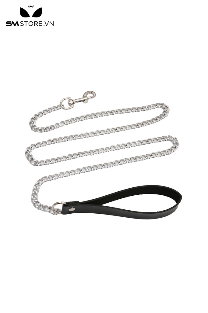 SMT285 - dây xích kim loại cổ SM chất liệu tay câm da PU dài 98cm