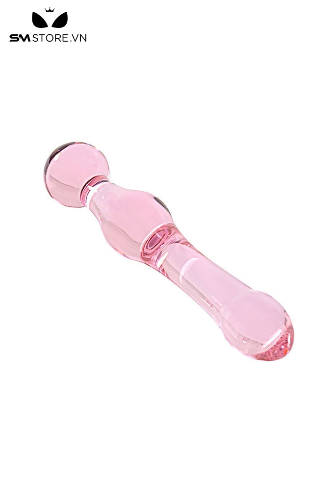SMT096 - Butt plug thủy tinh màu hồng hình thoi dài 19cm