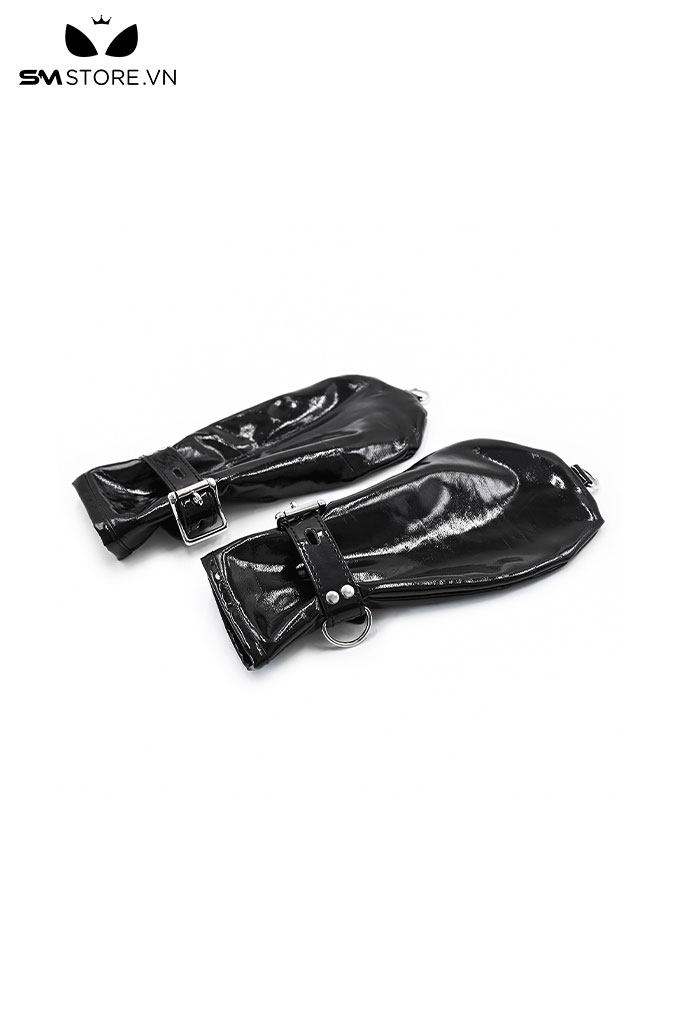 SMT279 - Găng tay khóa tình yêu da bóng dài 27.5cm màu đen