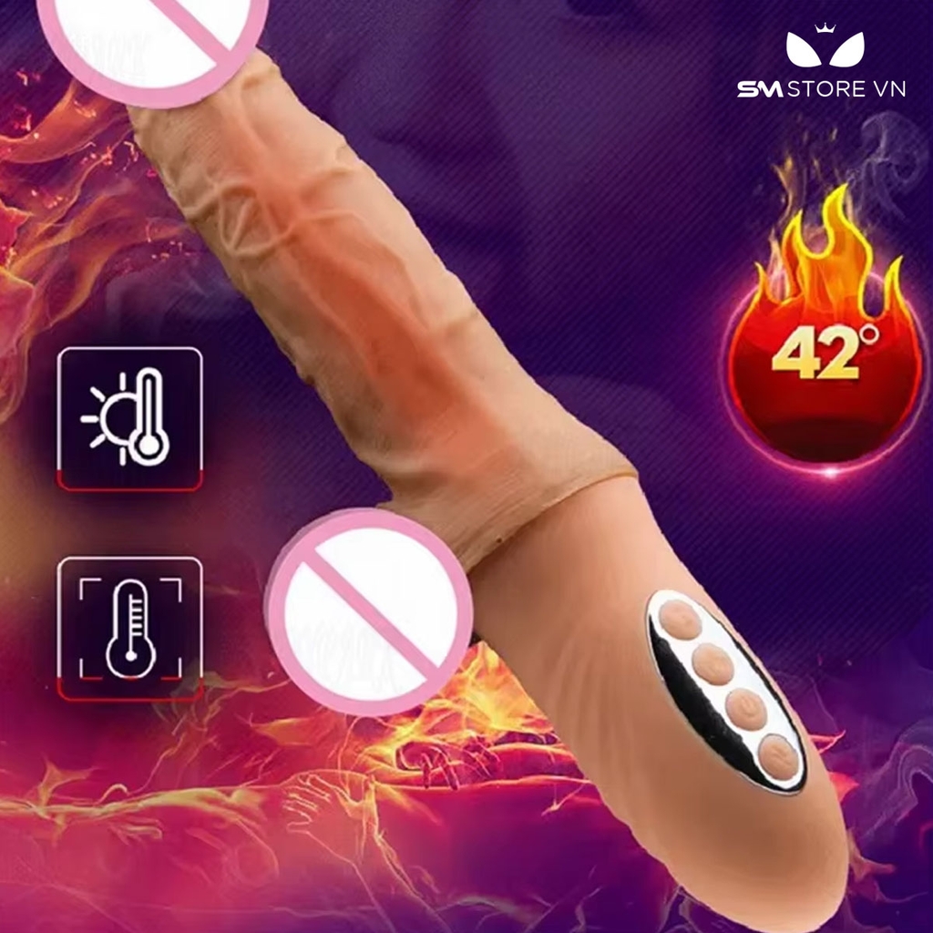 SMT488 - Dương vật giả rung thụt tự động sưởi ấm dài 26cm màu da