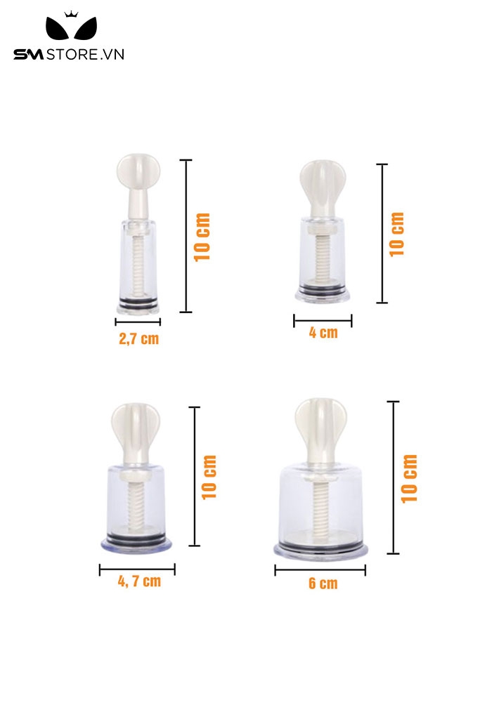 SMT688 - Bộ 1 cặp 2 chiếc hút núm vú với 4 size màu trắng