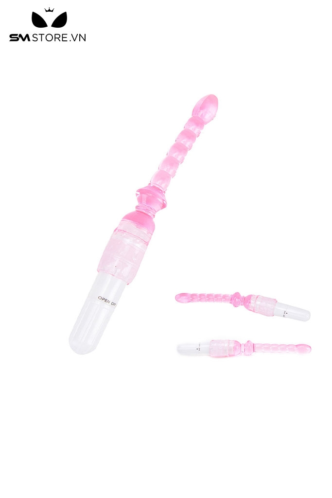 SMT529 - Máy rung hậu môn uốn cong 360 độ với chuỗi hạt màu hồng