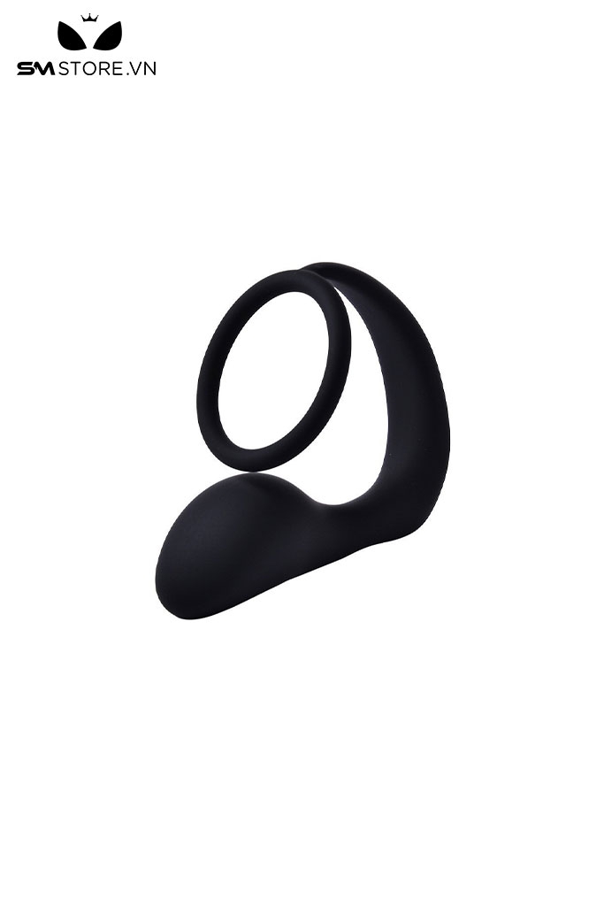SMT924 - Butt plug silicon kèm cockring đường kính 42mm màu đen