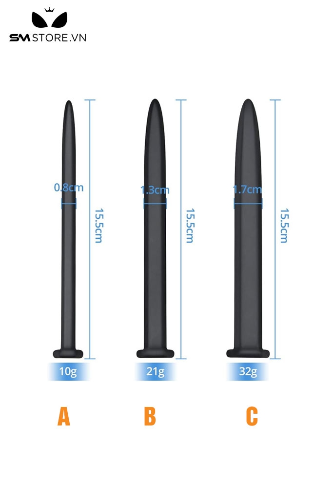 SMT2187 - Que niệu đạo silicon hình cái vít trơn có 3 kích cỡ