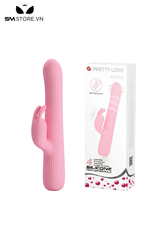 SMT1887 - Dương vật giả tai thỏ Love Story rung ngoáy xoay dài 18.8cm