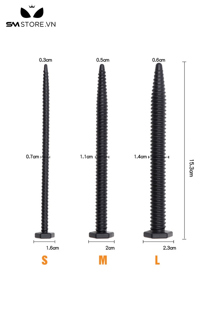 SMT2188 - Que niệu đạo silicon hình cái vít có vân ngang và 3 size