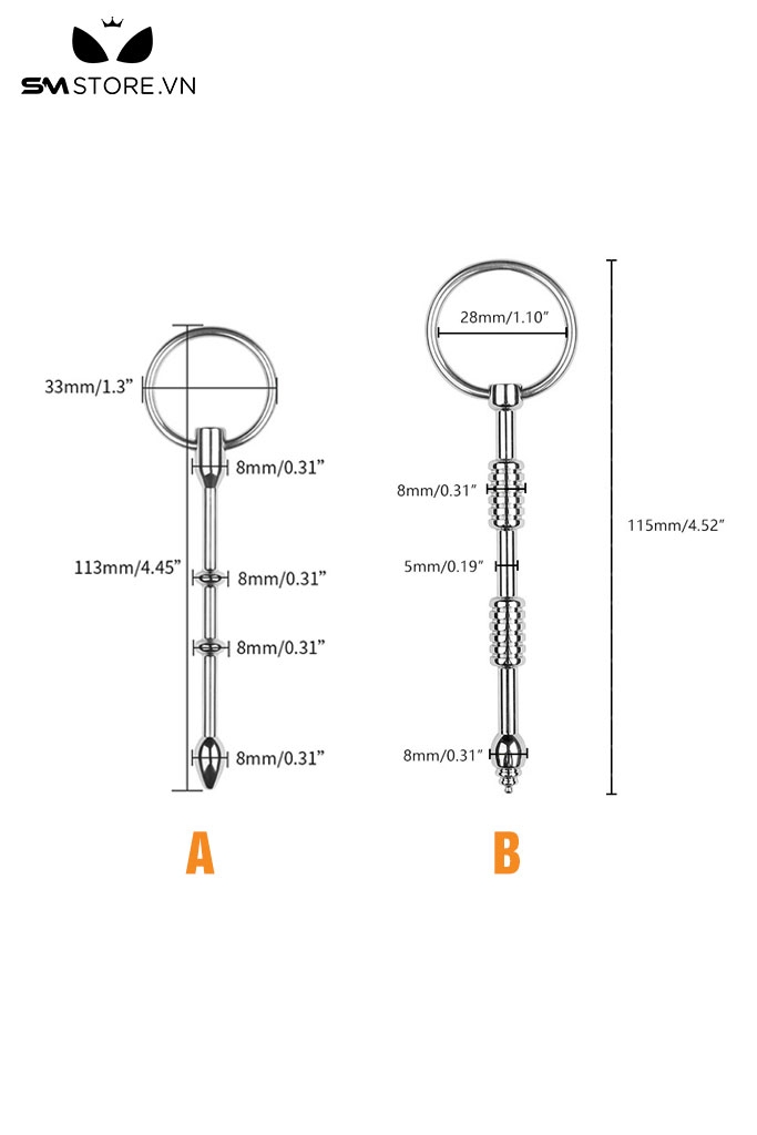 SMT2196 - Que niệu đạo sounding inox cao cấp có vân ngang