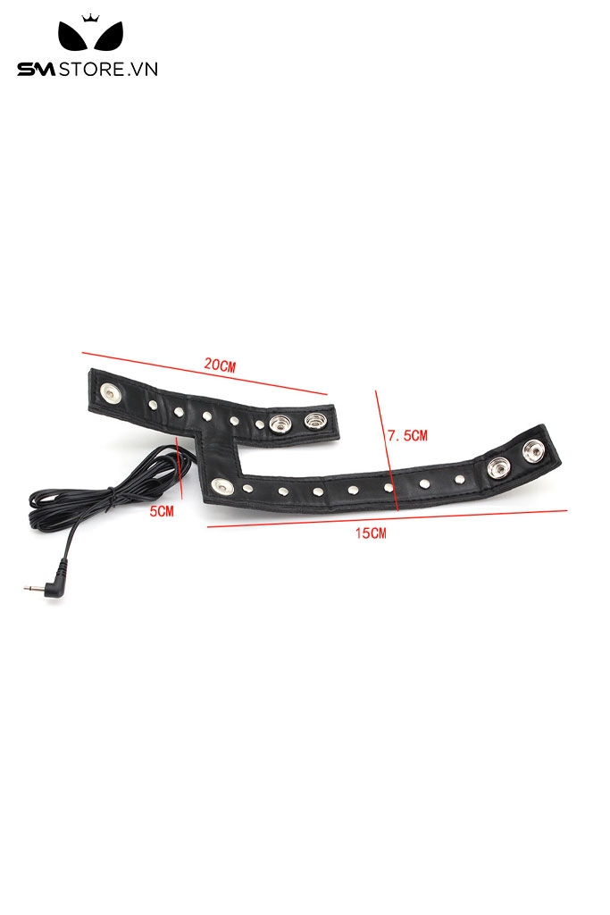 SMT2475 - Vòng đeo dương vật bằng da PU kèm chế độ sốc điện