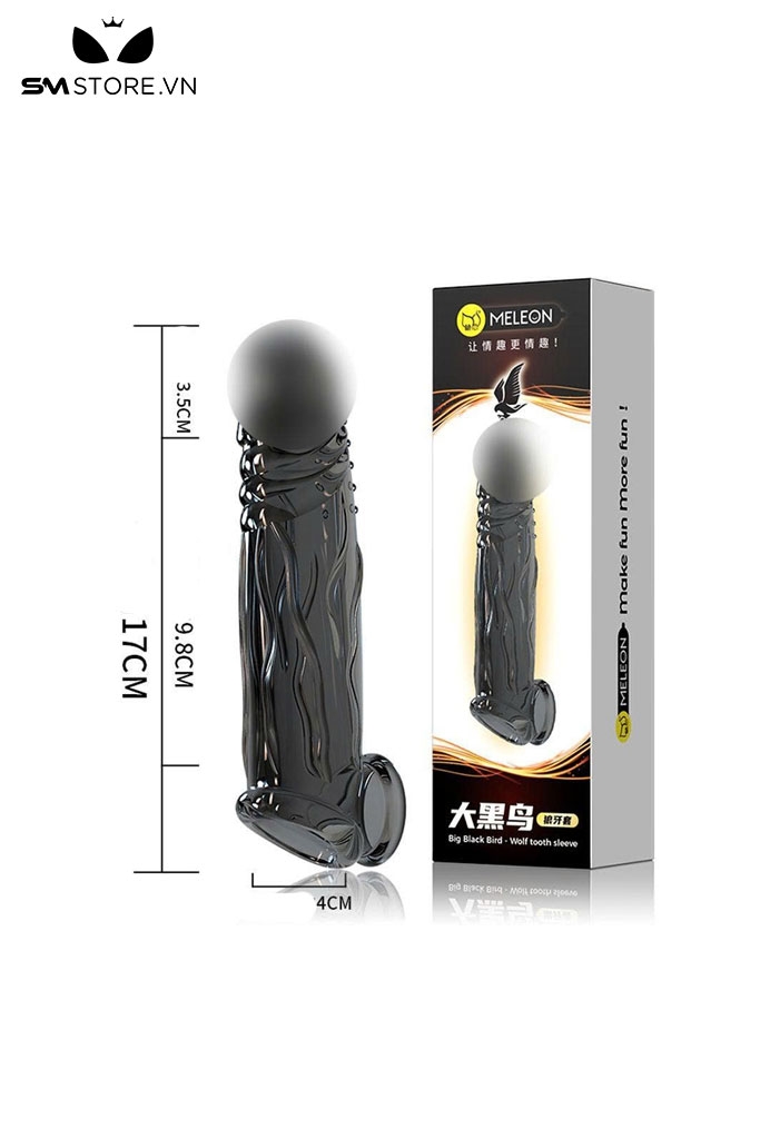 SMT1442 - Bao cao su đôn dên màu đen có bi ở đầu dài 17cm