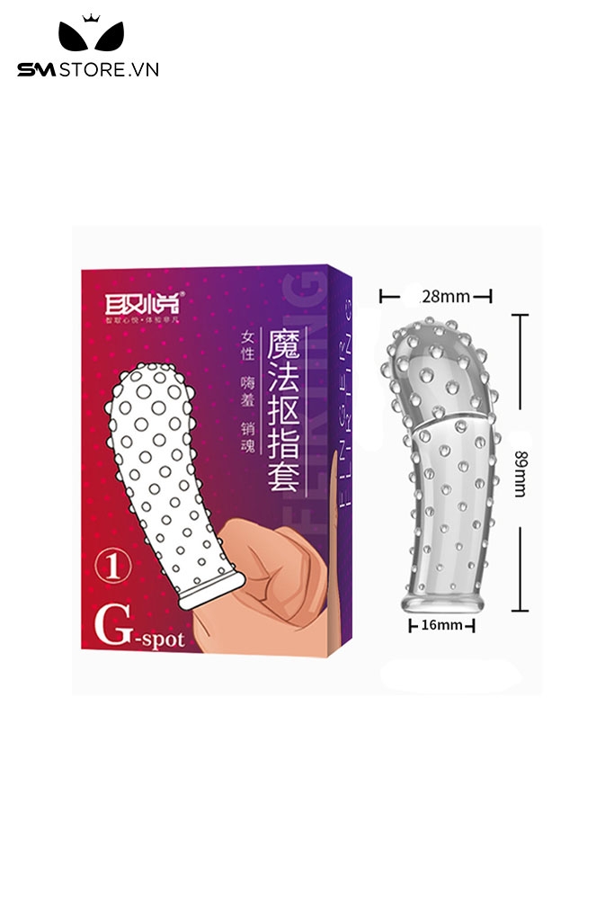 SMT719 - Bao cao su ngón tay có bi dài 89mm màu trắng