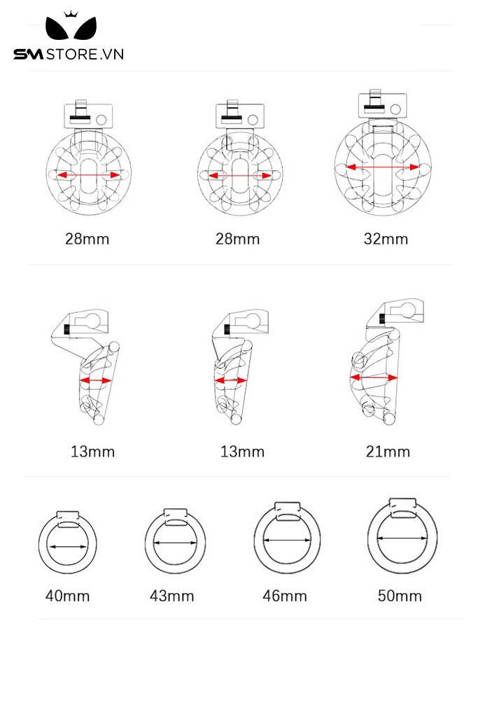 SMT2688 - Khóa dương vật nhựa nắp nồi có lỗ thoáng khí có 3 kích cỡ