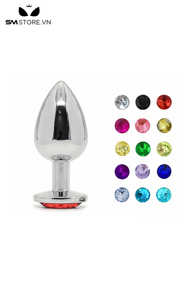 SMT200 - butt plug inox cắm hậu môn trơn đính kim cương lỗ 6 và 8mm
