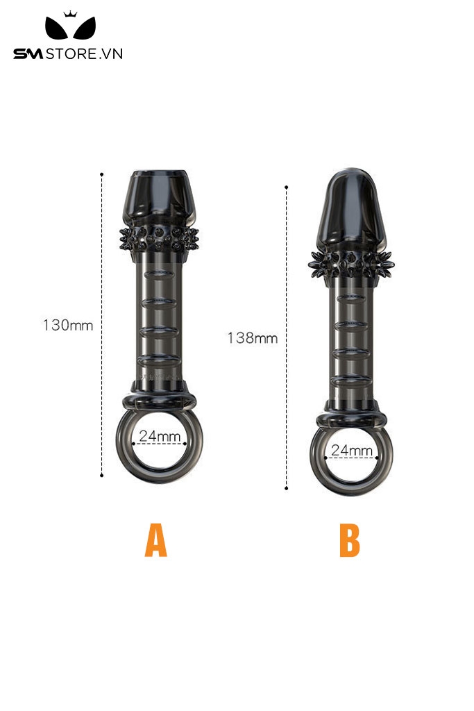 SMT2619 - Bao cao su đôn dên hở giữa có gai đeo bìu dài 138mm